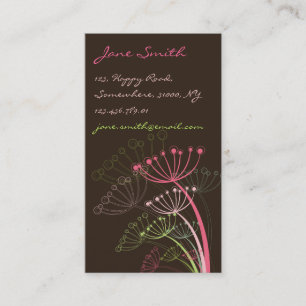Sweet Pink Dandelion Flowers Modern Elegant Chic Visitekaartje