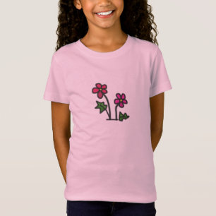 Sweet Pink Drawn Flowers T-shirt