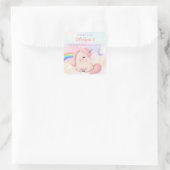 Sweet Pink Elegant Unicorn Rainbow Square Sticker (Tas)
