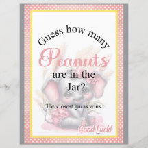 Sweet Pink Elephant Baby shower Candy Jar Game