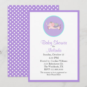 Sweet Pink Elephant Baby shower Invitation Kaart
