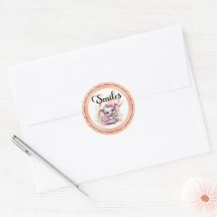 Sweet Pink Elephant - Peanut Smiles Ronde Sticker