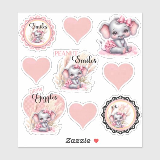 Sweet Pink Elephant - Peanut Smiles Skull Sticker (Vel)