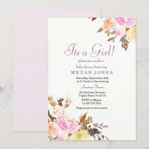 Sweet Pink Floral is een meisje dat Baby shower ui Kaart