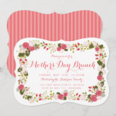 Sweet Pink Floral Moederdag Brunch Uitnodiging (Voorkant / Achterkant)