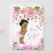 Sweet Pink Floral Roos Baby shower Meisje Etnische Kaart (Voorkant)