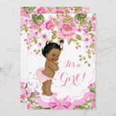 Sweet Pink Floral Roos Baby shower Meisje Etnische Kaart (Voorkant / Achterkant)