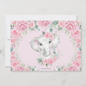 Sweet Pink Floral Rozen Elephant Birthday Foto Kaart (Achterkant)