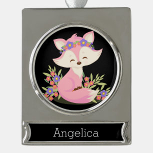 Sweet Pink Fox op maat Verzilverd Banner Ornament