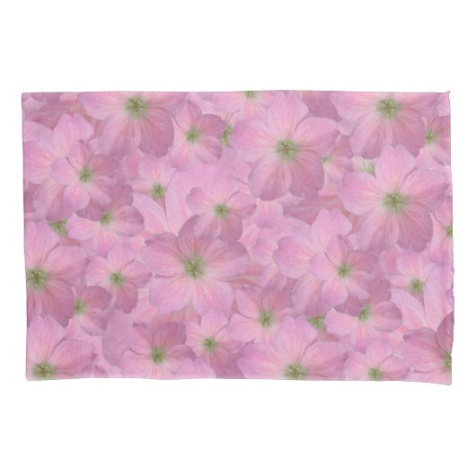 Sweet Pink Garden Flowers Pattern Kussensloop (Voorkant)