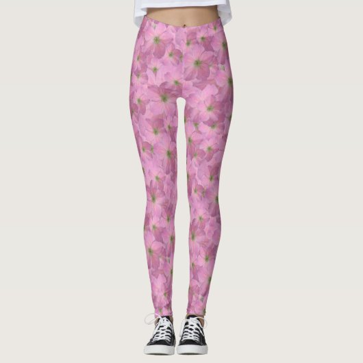 Sweet Pink Garden Flowers Pattern Leggings (Voorkant)