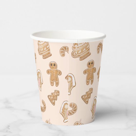 Sweet Pink Gingerbrood kerstpatroon Papieren Bekers (Rechts)