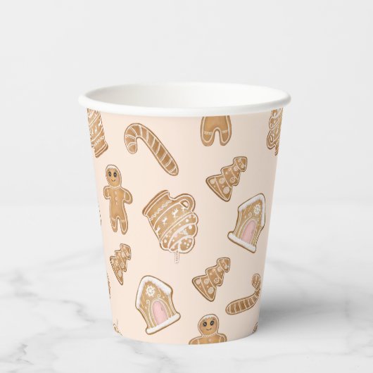 Sweet Pink Gingerbrood kerstpatroon Papieren Bekers (Voorkant)