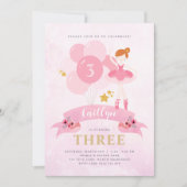 Sweet Pink & Gold Ballerina Birthday Uitnodiging (Voorkant)