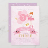 Sweet Pink & Gold Ballerina Birthday Uitnodiging (Voorkant / Achterkant)