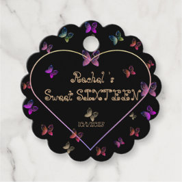 Sweet Pink Heart Butterflies Sweet 16 Verjaardag Bedankjes Labels