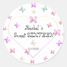 Sweet Pink Heart Butterflies Sweet 16 Verjaardag Ronde Sticker