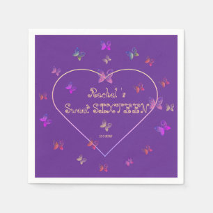 Sweet Pink Heart Butterflies Sweet 16 Verjaardag Servet
