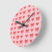 Sweet Pink Hearts & Bows Pattern Ronde Klok (Hoek)
