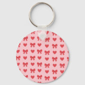 Sweet Pink Hearts & Bows Pattern Sleutelhanger (Achterkant)