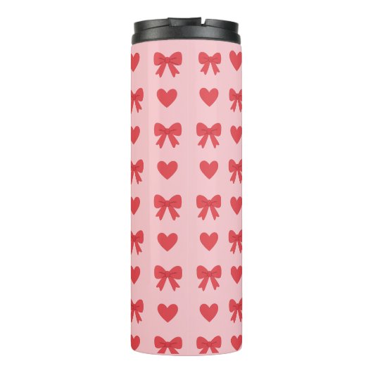 Sweet Pink Hearts & Bows Pattern Thermosbeker (Achterkant)