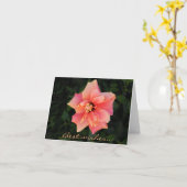 Sweet Pink Hibiscus Flower Custom Text Kaart (Gele Bloem)