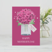 Sweet Pink Hydrangea Floral Happy Moederdag Kaart (Staand voorkant)