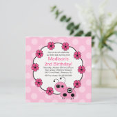 Sweet PINK Ladybugs Invitation Anniversaire (Debout devant)