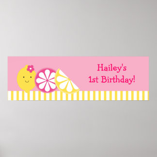 Sweet Pink Lemonade Birthday Banner Sign Poster