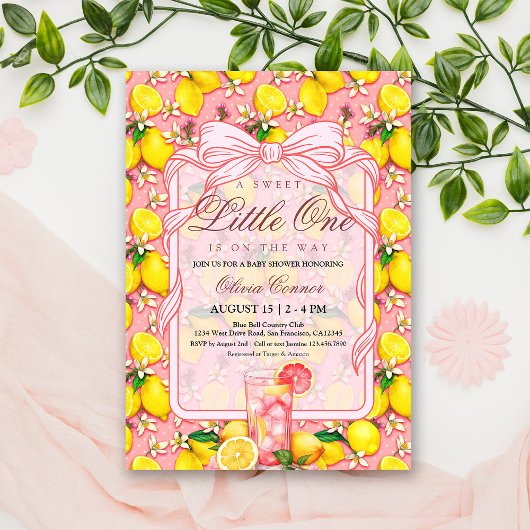 Sweet Pink Lemonade Citrus Baby Shower Invitation