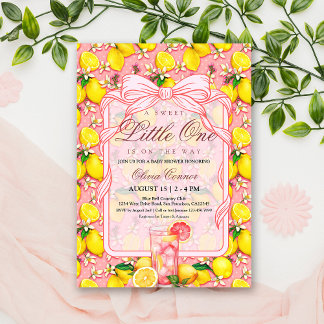 Sweet Pink Lemonade Citrus Baby Shower Invitation Kaart