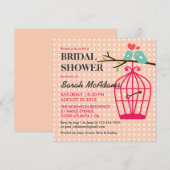 Sweet Pink Polka Dots Birdcage Lovebird Uitnodigin Kaart (Voorkant / Achterkant)