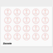 Sweet Pink Religious Celebration Cross Ronde Sticker (Vel)