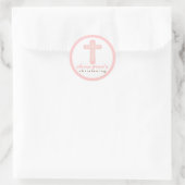Sweet Pink Religious Celebration Cross Ronde Sticker (Tas)