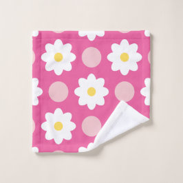 Sweet Pink Retro Bloemenpatroon Washandje