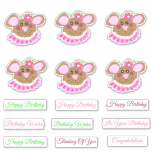 Sweet Pink Teddy Bear Verjaardag Sticker