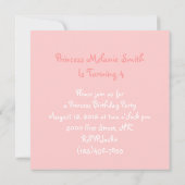 Sweet Pink Tutu Princess Invitation à la fête d'an (Dos)