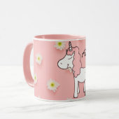 Sweet Pink Unicorn, Flowers en jouw naam Mok (Voorkant links)