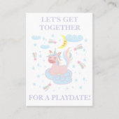 Sweet Pink Unicorn Playdate Mammie Calling Card Visitekaartje (Voorkant)