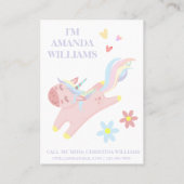 Sweet Pink Unicorn Playdate Mammie Calling Card Visitekaartje (Achterkant)