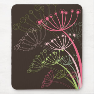 Sweet Pink Whimsical Dandelions Chic Floral Art Muismat