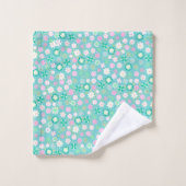 Sweet Pink White Blauwgroen Ditsy Floral Pattern Bad Handdoek (Wasdoekje)