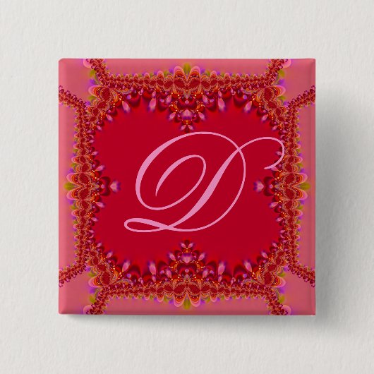 Sweet Pinks Lace Monogram Button (Voorkant)