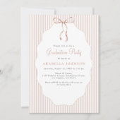 Sweet Pinstriped Beige Bow Graduation Kaart (Voorkant)
