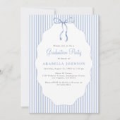 Sweet Pinstriped Blue Bow Graduation Kaart (Voorkant)
