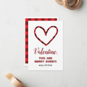 Sweet Plaid Heart Valentijn's Day Kaart Notitiekaartje (Voorkant / Achterkant in situ)
