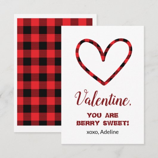 Sweet Plaid Heart Valentijn's Day Kaart Notitiekaartje (Voorkant / Achterkant)