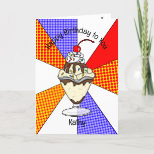 Sweet Pop Art Birthday Card Ice Cream Sundae Kaart