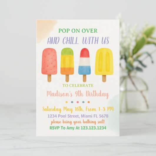 Sweet Popsicle Invitation d'anniversaire pour enfa (Debout devant)