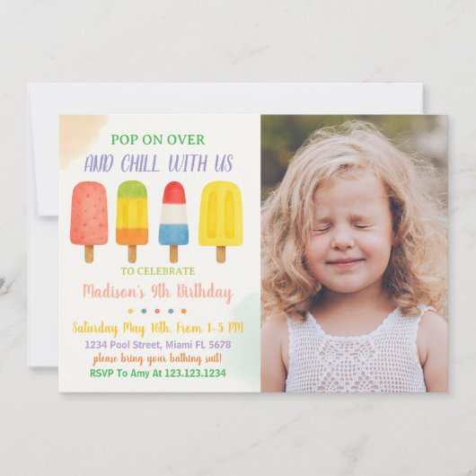 Sweet Popsicle Invitation d'anniversaire pour enfa (Devant)